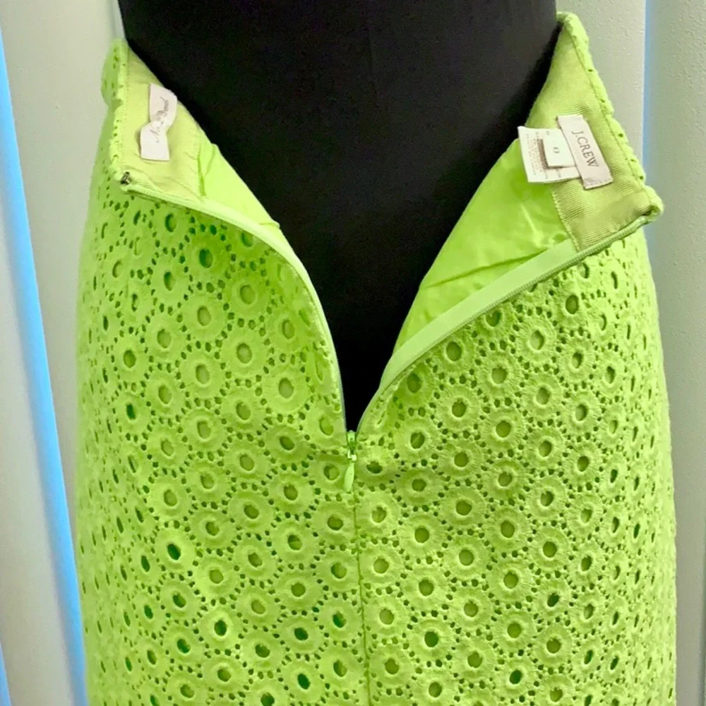 J. Crew Neon Lime Eyelet Pencil Skirt